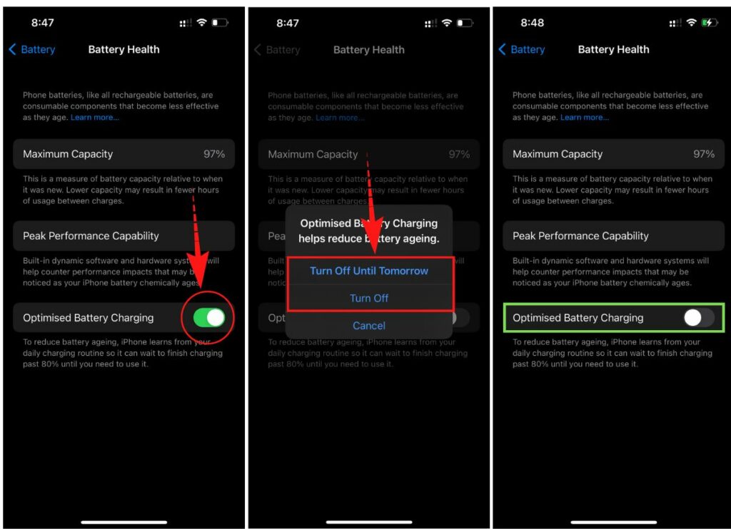 iOS Turn Off Optimised Battery Charging