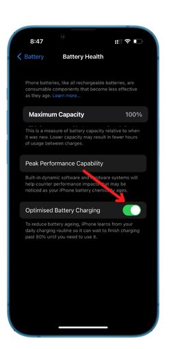 iPhone Optimised Battery Charging Feature